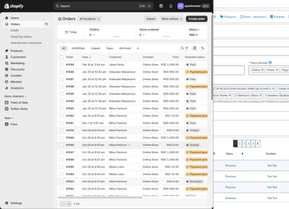Sparkom P.R.-Shopify integracija
